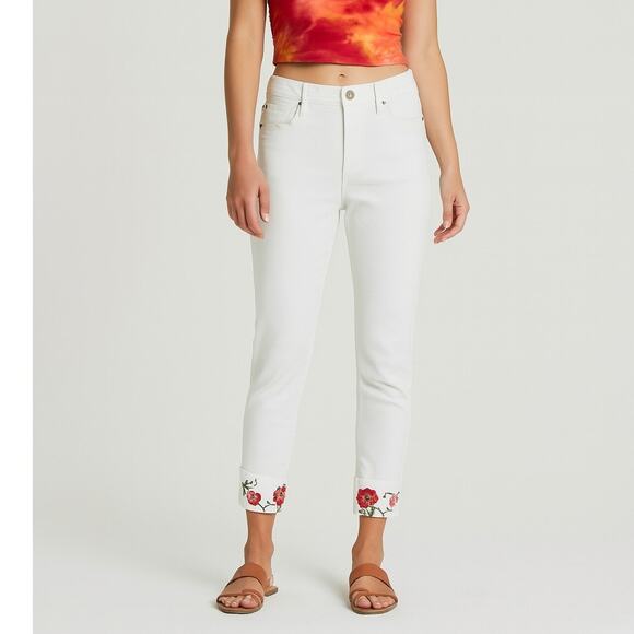 Driftwood Colette Embroidered Cuff Straight Leg Jeans NWT - Picture 1 of 10